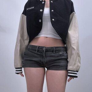 Not Knowing Cropped Wool Varsity Jacket